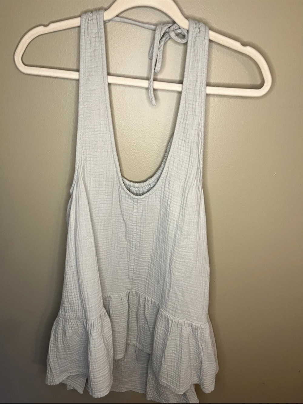Boho Xhilaration Light Pastel Gauze Halter Peplum Tank Top Size Large